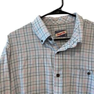Johnnie-O Hangin Out XL Long Sleeve Button Down Shirt Plaid Gulf Blue 100 Cotton